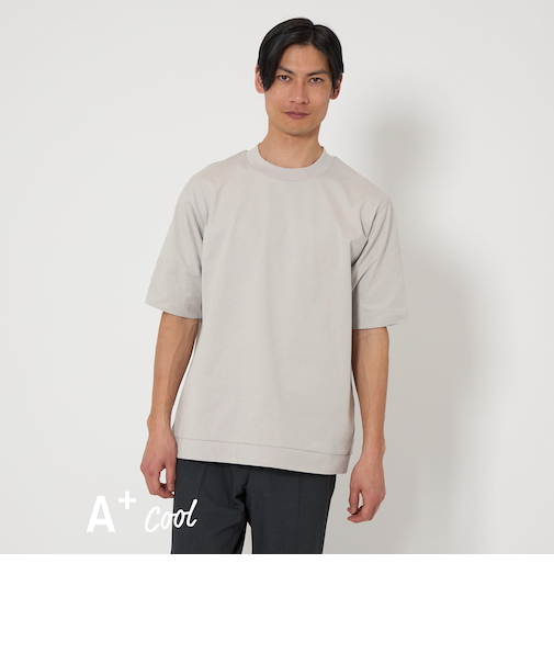 A+ COOL ビズ クルーネック カットソー -接触冷感・吸水速乾-