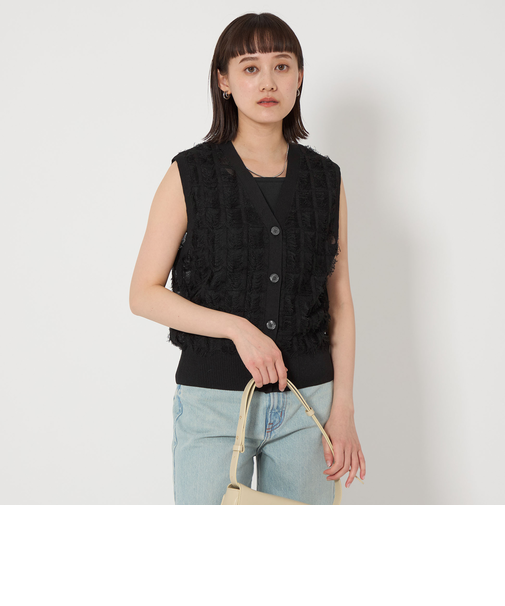 フリンジ ニット ベスト