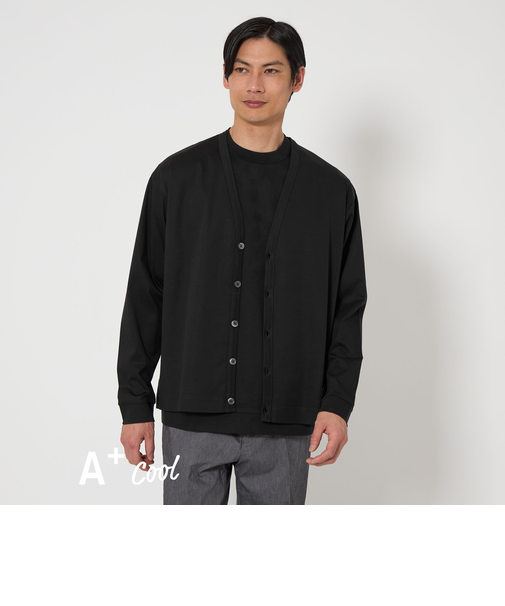 A+ COOL スムース Vネック カーディガン -接触冷感・抗菌-