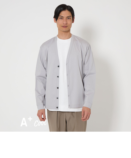 A+ COOL スムース Vネック カーディガン -接触冷感・抗菌-