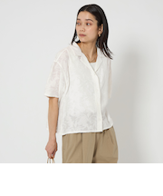 ジャガード オープンカラー シャツ