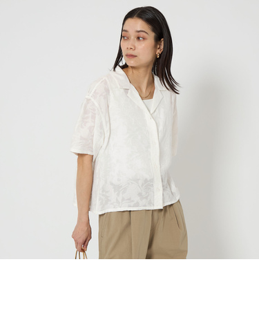 ジャガード オープンカラー シャツ