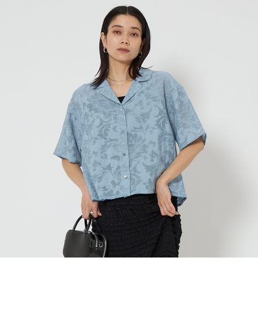 ジャガード オープンカラー シャツ