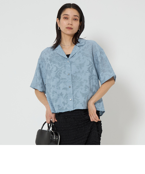 ジャガード オープンカラー シャツ