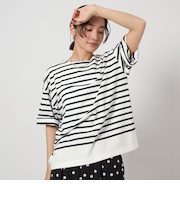 ＜at ease＞パネルボーダー ショートスリーブ カットソー