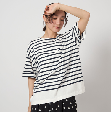 ＜at ease＞パネルボーダー ショートスリーブ カットソー