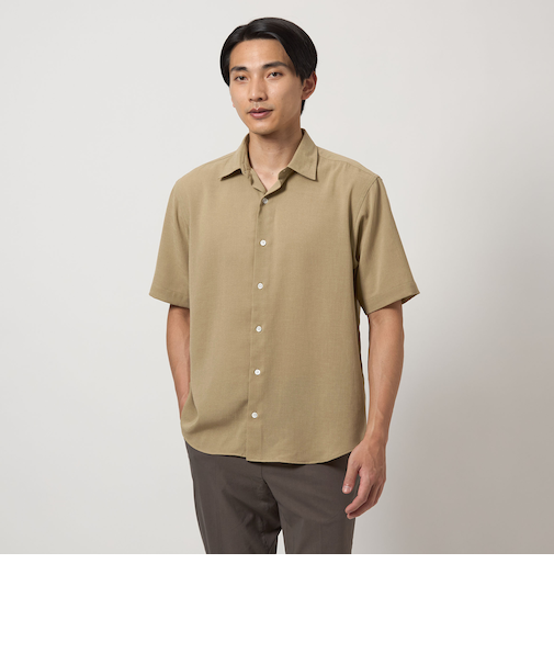 トリアセテートポリエステル リラックス レギュラーカラー 半袖 シャツ -吸水速乾-