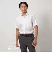 A+ COOL CPPU ピケ スタンダード カッタウェイ 半袖 シャツ -ストレッチ・接触冷感-