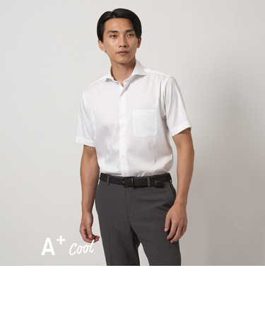 A+ COOL CPPU ピケ スタンダード カッタウェイ 半袖 シャツ -ストレッチ・接触冷感-