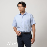 A+ COOL CPPU ピケ スタンダード カッタウェイ 半袖 シャツ -ストレッチ・接触冷感-