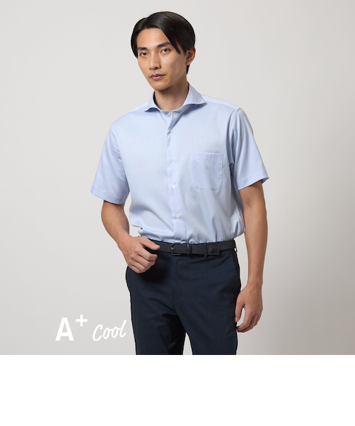 A+ COOL CPPU ピケ スタンダード カッタウェイ 半袖 シャツ -ストレッチ・接触冷感-