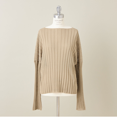 ＜conte＞ワイドリブ ボートネックニット