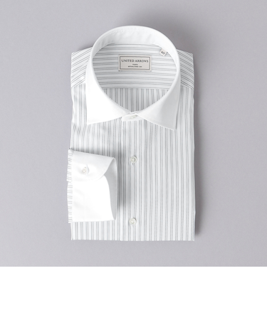 イージーケア AG ダブルストライプ セミワイド クレリックカラーシャツ -抗菌防臭-