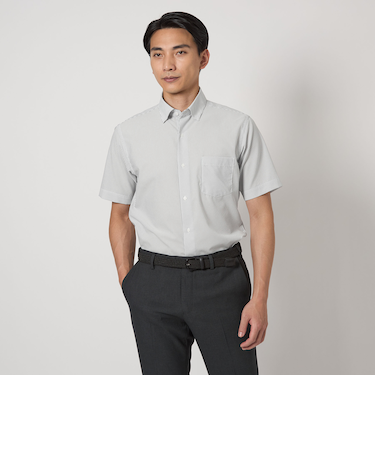 Pラッカン ストライプ スタンダード スナップ ボタンダウン シャツ -イージーアイロン・吸水速乾-