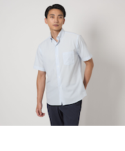 Pラッカン ストライプ スタンダード スナップ ボタンダウン シャツ -イージーアイロン・吸水速乾-