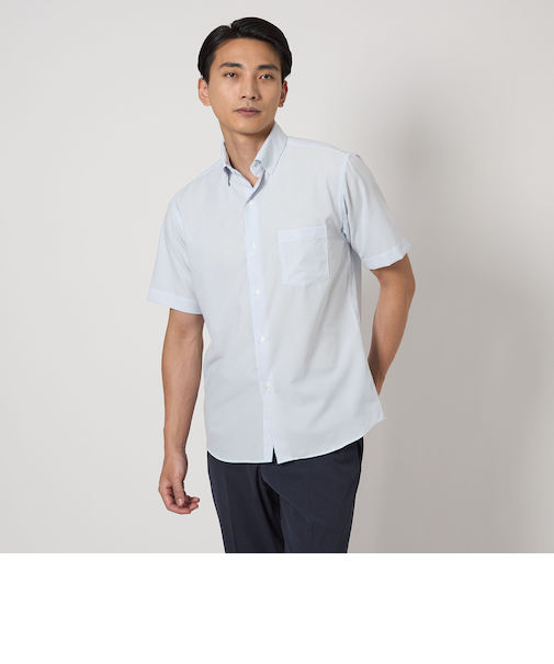 Pラッカン ストライプ スタンダード スナップ ボタンダウン シャツ -イージーアイロン・吸水速乾-