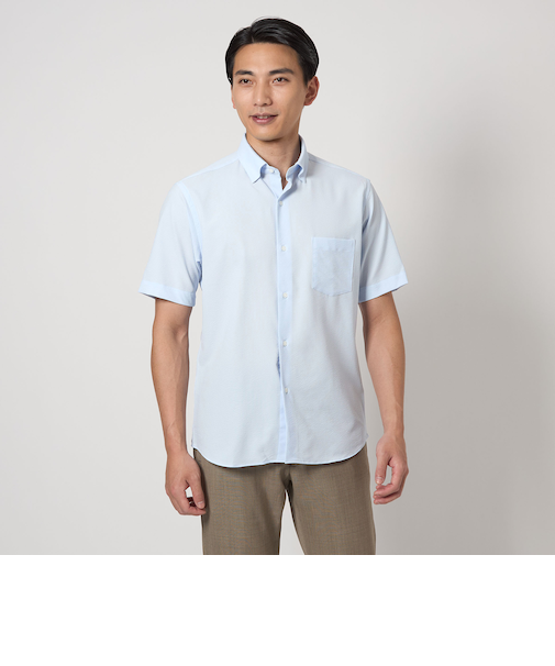 Pラッカン ソリッド スタンダード スナップ ボタンダウン シャツ -イージーアイロン・吸水速乾-