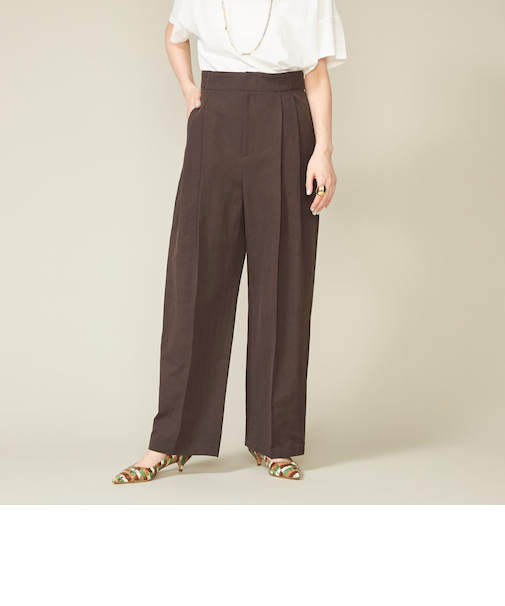 <conte>ヘリンボーン タック ワイドパンツ