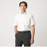 A+ COOL ドビー カット スタンダード ボタンダウン 半袖 ドレスシャツ -接触冷感-