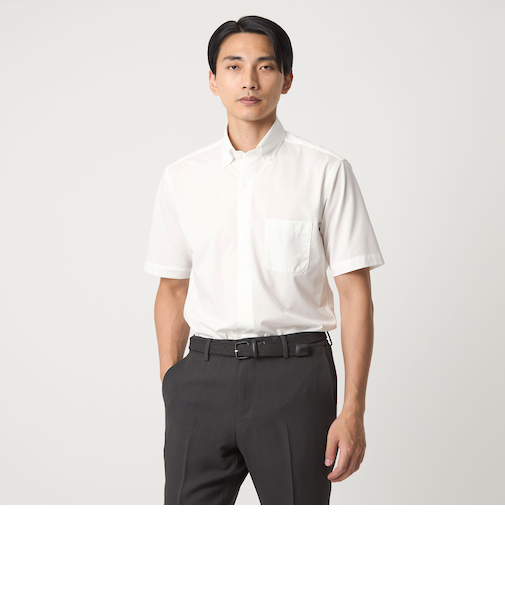 A+ COOL ドビー カット スタンダード ボタンダウン 半袖 ドレスシャツ -接触冷感-