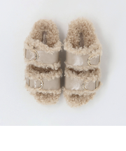 ダブルベルト フェイクファー サンダル