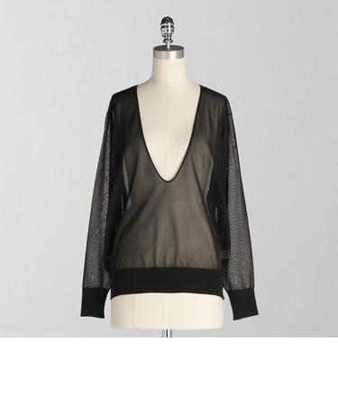 ＜LOEFF＞シアー Vネック ニット プルオーバー