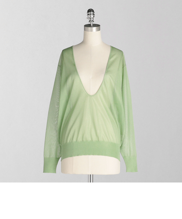 ＜LOEFF＞シアー Vネック ニット プルオーバー