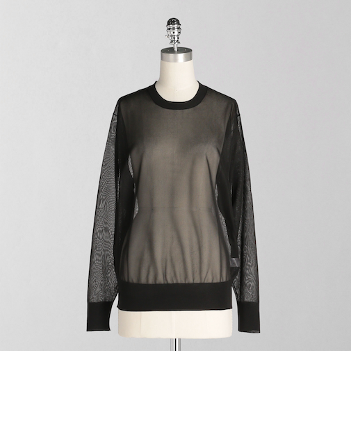 ＜LOEFF＞シアー クルーネック ニット プルオーバー