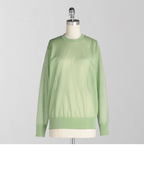 ＜LOEFF＞シアー クルーネック ニット プルオーバー