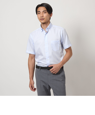 エブリット CC パナマ ストライプ スナップ ボタンダウン シャツ -イージーアイロン・接触冷感-