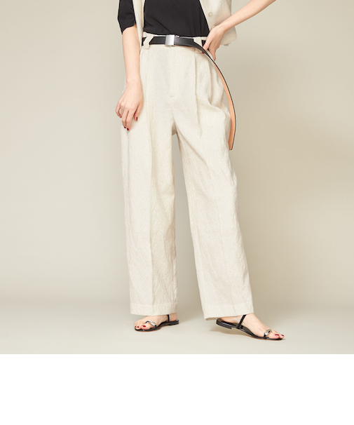 ＜conte＞ジャガード タック ワイドパンツ