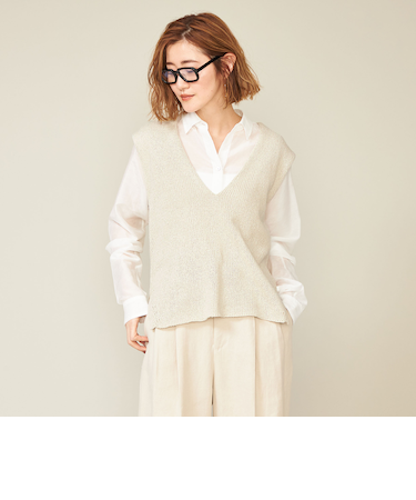 ＜conte＞シルク ディープVネック ベスト