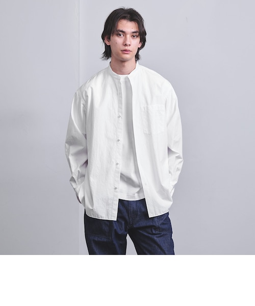 LEMAIRE コットンポプリン比翼バンドカラー長袖シャツ XS カリビアーナミルズ ポプリン バンドカラーシャツ｜ユナイテッド