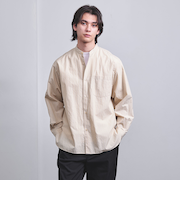 カリビアーナミルズ ポプリン バンドカラーシャツ