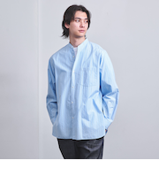 カリビアーナミルズ ポプリン バンドカラーシャツ