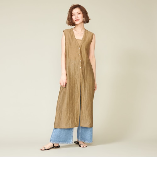 【WHITE】<conte>シアー Vネック ロングジレ WHITE】<conte>シアー Vネック ロングジレの通販 by UNITED ARROWS