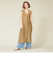 ＜conte＞シアー Vネック ロングジレ