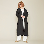 ＜conte＞ツイード ノーカラーコート