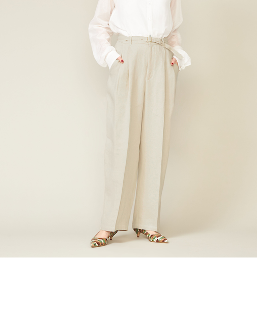 ＜conte＞ペーパー ベルテッド タックパンツ