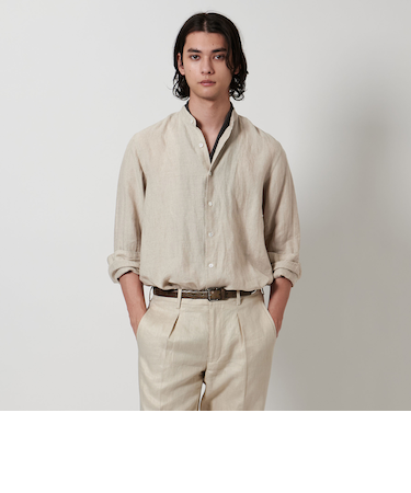 LIBECO バンドカラーシャツ