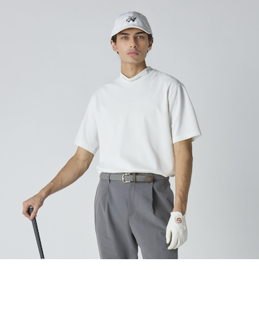 メンズ ロゴ ワイド ハイネック ポロシャツー吸水速乾ー