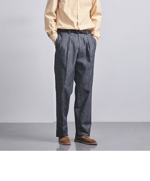 【NAVY】シャンブレー ストレート 2インプリーツ スラックス シャンブレー ストレート 2インプリーツ スラックス｜ユナイテッド