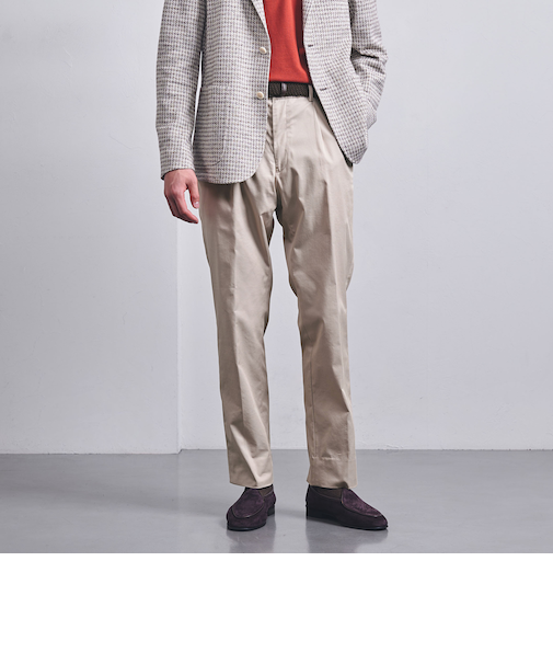 ツイル ベーシック 1プリーツ チノパンツ