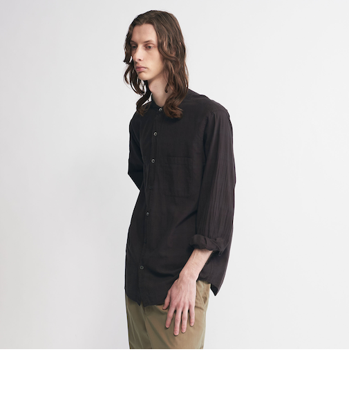 ＜District＞ マドラスチェック オーバーダイ バンドカラーシャツ