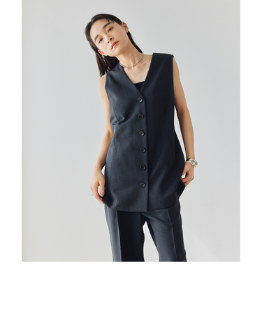 ＜EMMEL REFINES＞EM リネンライク Vネック ジレ