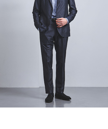 デニムジャージ サイドシャーリング 1プリーツ パンツ