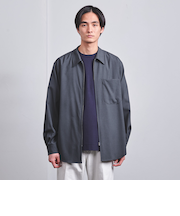 ウールトロピカル ジップ レギュラーカラー シャツ