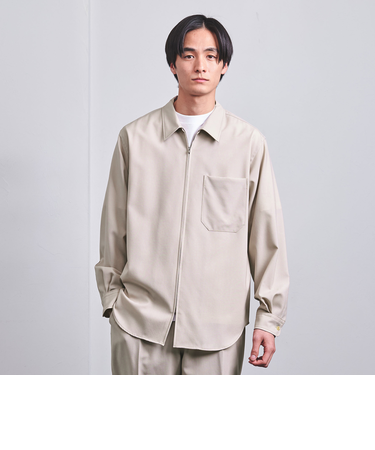 ウールトロピカル ジップ レギュラーカラー シャツ