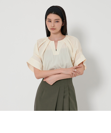 ＜EMMEL REFINES＞EM タック ノーカラー スキッパー ブラウス