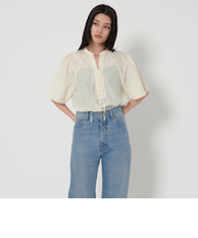 ＜EMMEL REFINES＞EM タックフレアスリーブ レースアップ ブラウス